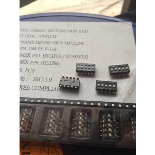 Original new 100% dial switch DM-05-V-T/R foot distance 2.54mm 5-position 5p SMD gold-plated foot