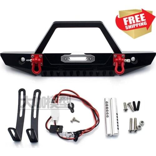 RC Parts 1/10 Bumper metal front LED rear bumper spare tire frame Axial SCX10 90046option upgrade