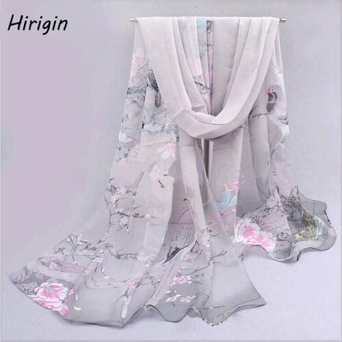 Silk Scarves Women warm 160*50cm Floral printed Square Head Hijab Scarf 2020 Ladies chiffon Shawl wrap muffler pareo Bandanna