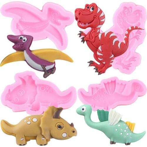 3D Dinosaur Silicone Mold Baby Birthday Cake Decorating Tools Cupcake Topper Fondant Mold Chocolate Molds Candy Clay Resin Mould