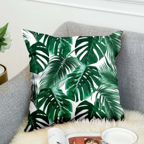 Tropical Plants Pillow Case Polyester Decorative Pillowcases Green Leaves Throw Pillow Cover Square Poszewki Na Poduszki style3