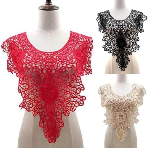 Water-soluble Hollow Venise Lace Fabric Dress Applique Motif Blouse Sewing Trims DIY Lace Collar Sewing Craft Neckline Decor