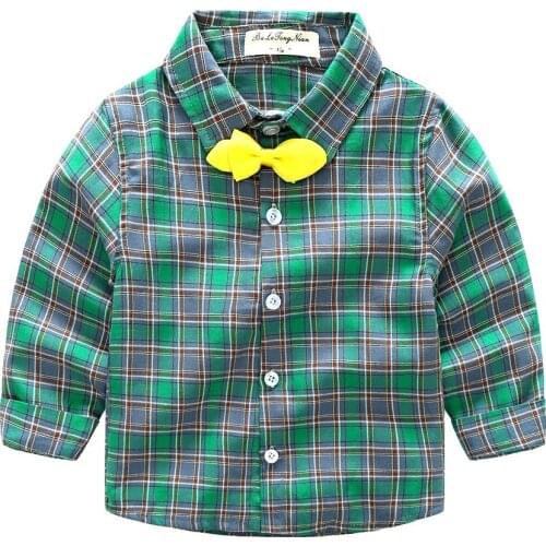 High quality new Spring Autumn kids Long sleeve shirt boy girl cotton stripe Plaid blouse casual toddler baby children clothes