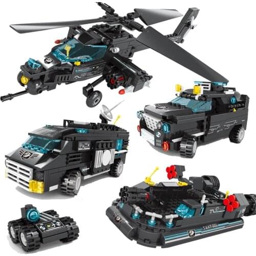 Wange SWAT Police Building Block SWAT Boat Helicopter SUV Vechile with Figures Bricks