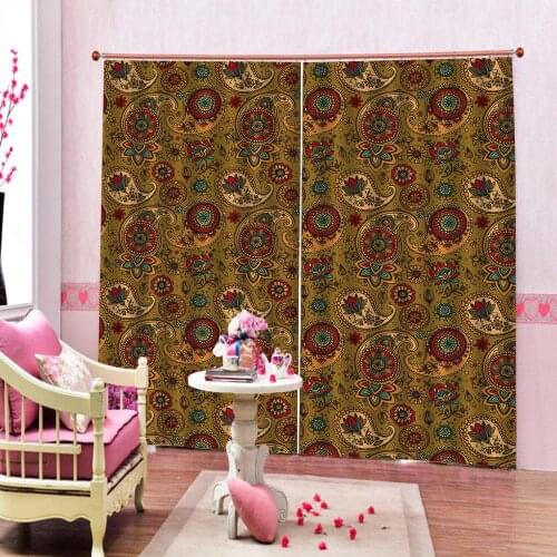 Custom Europe Style Colorful Flower Printed Curtain Polyester Fabric For Living Room Bedroom Blackout Sunshade Drapes Sets