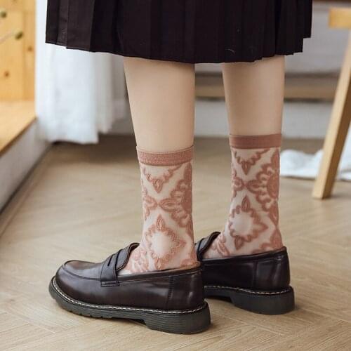 Glass Silk Socks 2021 Women Ins Medium Long Barrel Ultra-thin Transparent Japanese Socks Summer Thin Breathable Vintage