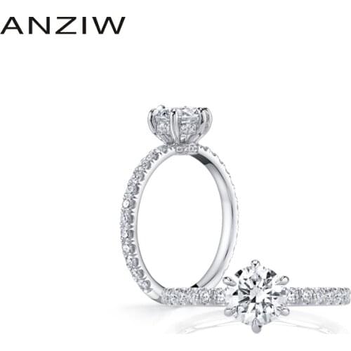 1 Carat Round Cut Sona Women Engagement Rings 925 Sterling Silver Wedding Anniversary Rings Christmas Silver Jewelry