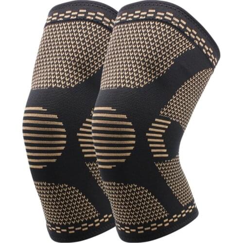 1Pair Copper Nylon Protective Knee Brace Support Non-slip Sport Kneepad Brace Fitness Running Basketball Volleyball Support