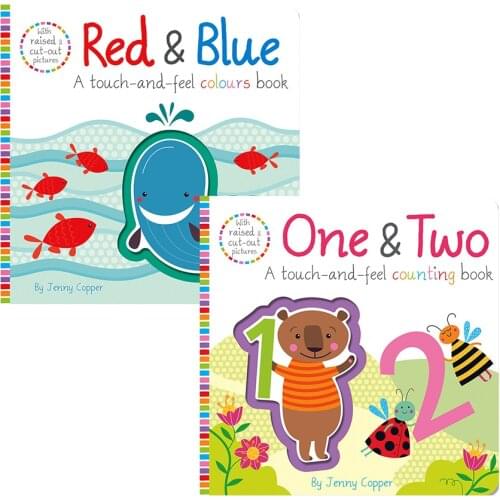 2 Books/Set Touch And Feel Counting and Colors Book English Educational Picture Books Children Reading Book