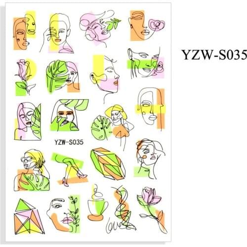 3D Nail Sticker Sketch Face Image Rose Slider Nails Art Decoration Wraps Decals Design Adhesive Manicure Tips Stickers Pegatina