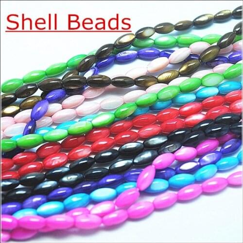 5 strands = 200pcs/ lot Shell beads accessories mother of pearl rice shape size 5x10mm Many colors for your choice