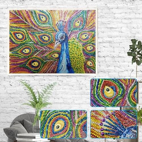 5D DIY 3D Peacock Diamond Embroidery Special Shaped Diamond Painting Needlework Rhinestone Crystal Painting Home Decor
