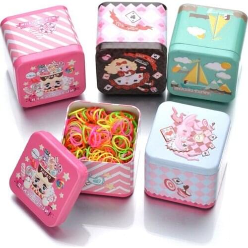 800Pcs/Lot Girls Hair Accessories Disposable Rubber Band Children Gift Box Elastic Hair Bands Cute Scrunchies Hairbands for Kids