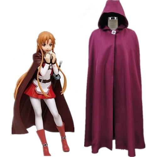 Anime Sword Art Online Asuna Yuuki purple Halloween Cape Cloak Cosplay Costume For Girls in stock