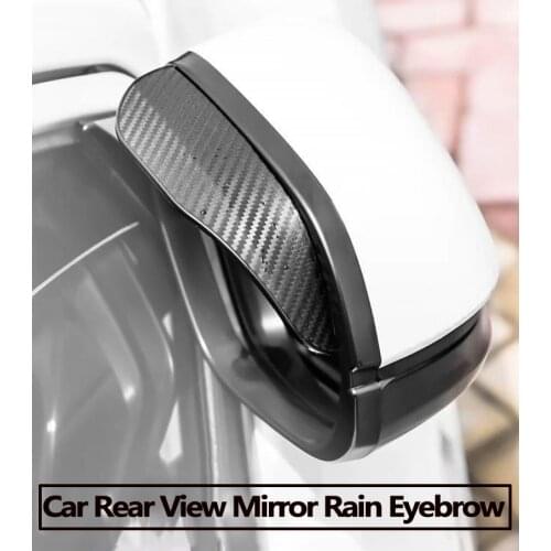 2pcs Car Side Rearview Mirror Rain Eyebrow Visor Carbon Fiber Sun Shade Rain Snow Guard Weather Shield Cover Auto Accessories