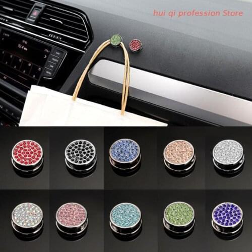 Sparkling Crystal Heart-shaped Dashboard Hook Multifunctional Vehicle Backseat Self Adhesive Mask USB Cable Handbag Hanger