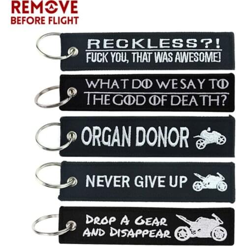 5PCS Keychain Motorcycle Car llaveros Chain Keychain Key Ring Black Embroidery White Letter Cool Key Fobs Key ring Car Keychain