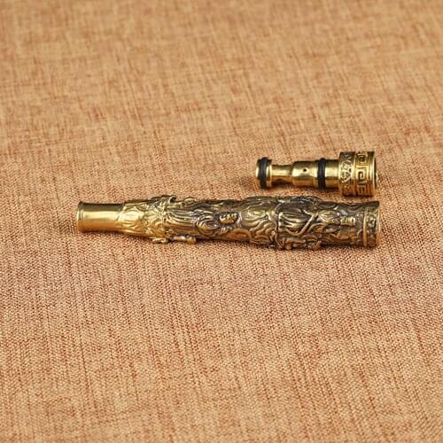 8mm Cigarette holder Filter tip Tibet brass Hand-carved cigarette holder Vintage Tobacco Pipe Extra Long Wizard Pipe Recycling A