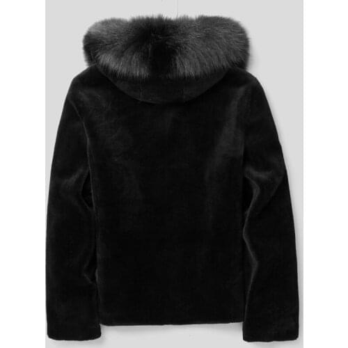 Mens Winter Jacket Fox Collar Real Sheep Shearling Fur Coat Men Wool Coats Plus Size 18CHA120254Y MY1959