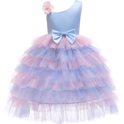 Elegant Princess Baby Girls Party Dress for Wedding Mesh Shoulder Bow Dresses for Kids for Girl Baby Kids Clothes Christmas