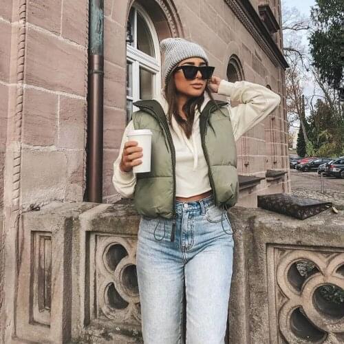 Fad New Women Reversible Gilet Jacket Sleeveless High Collar Vogue Casual Streetwear Woman Waistcoat Tops veste femme