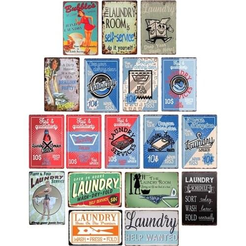 Fifties Comic Style Retro Laundry Sign Wall Decor Metal Vintage Plaque Poster Laundry Room Decor Plate 20x30cm