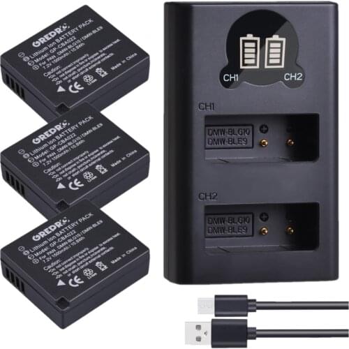 DMW-BLE9 BLG10E BLE9E DMW-BLG10 Battery + Dual Charger for Panasonic Lumix LX100 DMC-GF6, DMC-GX7, MC-GX80, DMC-TZ80, DMC-TZ100