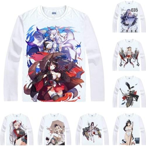Azur Lane T-Shirts Men Hip Hop Long Sleeve Anime Shirts Ship-Girl World of Warships HMS BELFAST C35 Women Anime Cosplay Shirt