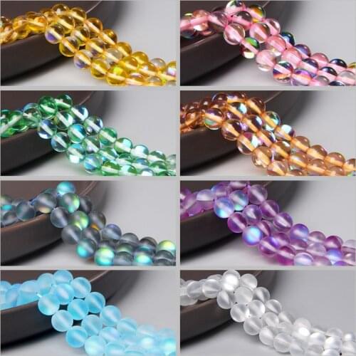 Synthetic crystal AB Frosted Austrian Crystal Round glass Beads For Jewelry Making 6 8 10 12mm Glitter MoonStone Beads Diy gift