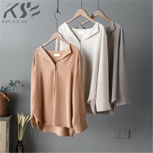 KAPOK SONG Womens Long Sleeve Shirts