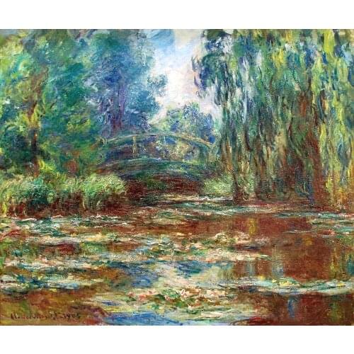 100% handmade landscape oil painting reproduction on linen canvas,water-lily-pond-and-bridge by claude monet,Free DHL Shipping