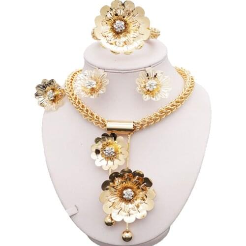 Dubai 24k gold jewelry fine jewelry sets women fashion necklace fine jewelry sets women big necklace jewelry sets