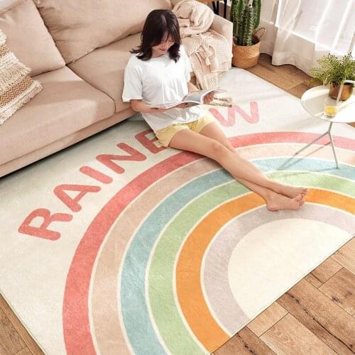 Imitation Wool Carpet Large Area Living Room Kid Crawl Rugs Rectangle Plush Fluffy Water-absorption Non-slip Soft Thick Mat