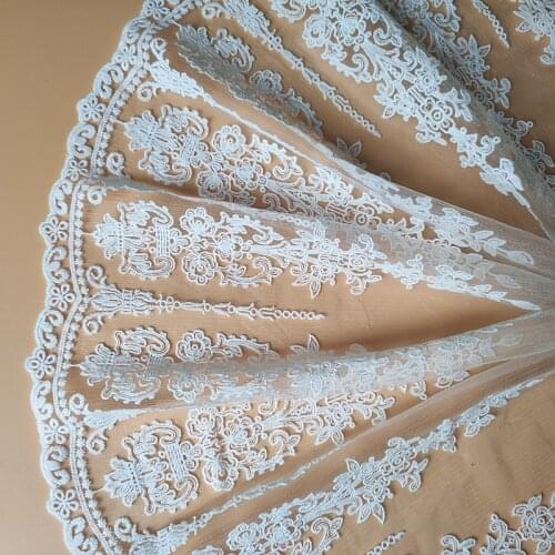 New Design Mesh Cotton Thread Embroidered Wedding Dress Skirt Hem Lace Fabric Accessories Princess Dress Width 30cm 3Yds/Lot