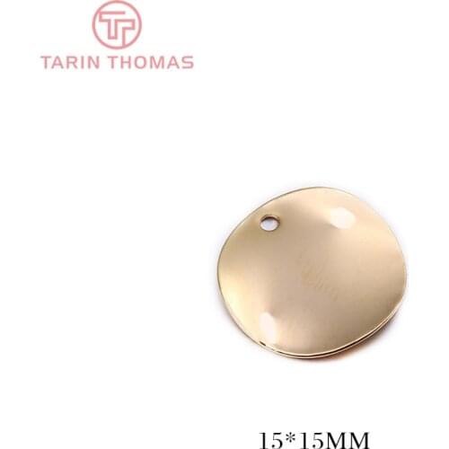 10PCS 15MM 24K Gold Color Brass Wave Round Disk Charms High Quality for Diy Jewelry Making Findings Accessories