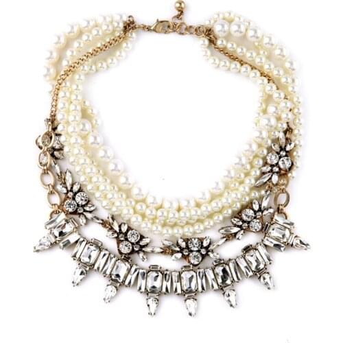 Layered Pearl Jewelry Maxi Necklace Choker Online Shopping Euro-Pop Large Collares Bijouterie