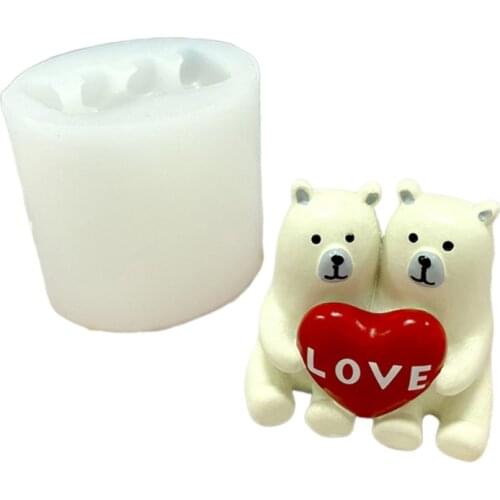 Cartoon Loving Couple Bear Sofa Shape Candle Epoxy Resin Mold Aromatherapy Plaster Silicone Mould DIY Crafts Ornaments T84A