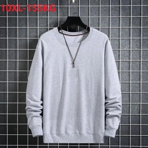 Size 10XL 155KG autumn men sweatshirt hoody simple underwear sports shirts tops oversize big size loose tees black blue Tops
