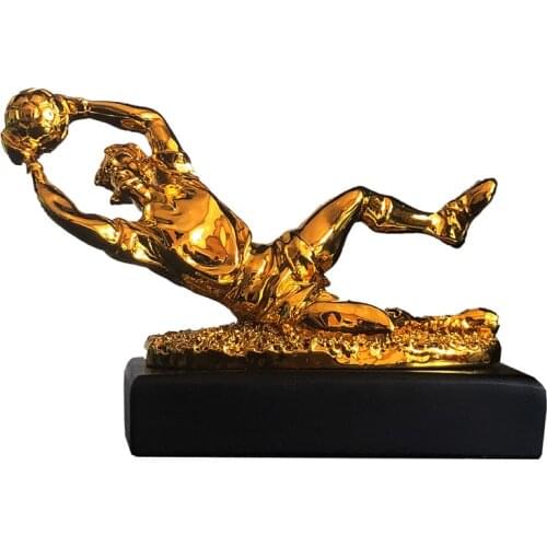 Goalkeeper Trophy gold plated football soccer award Resin golden color model gift goal keeper