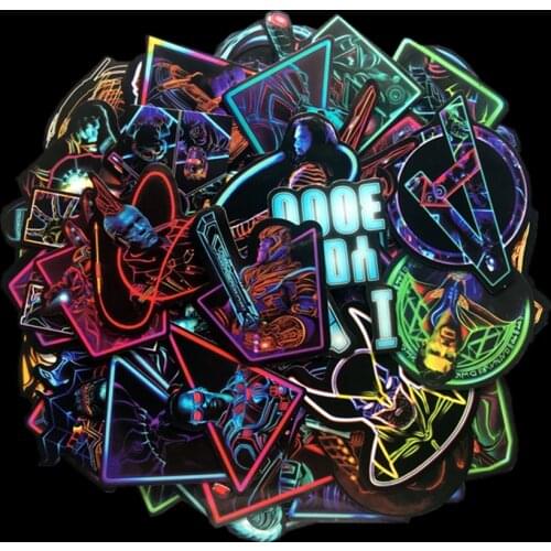 50 PCS Neon Light Sticker Gifts Toys for Children Anime Animal Cute Decals Stickers To Laptop Phone Suitcase Guitar Fridge Car