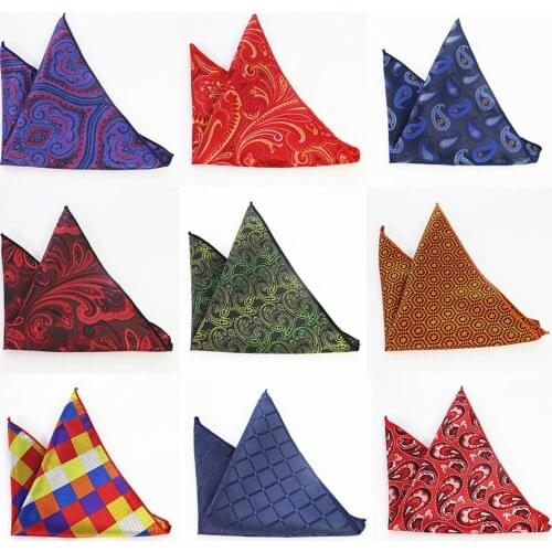 Ricnais Paisley Pattern Handkerchief for Men Print Plaid Pocket Square Business Chest Towel Hanky Gentlemen Wedding Vintage