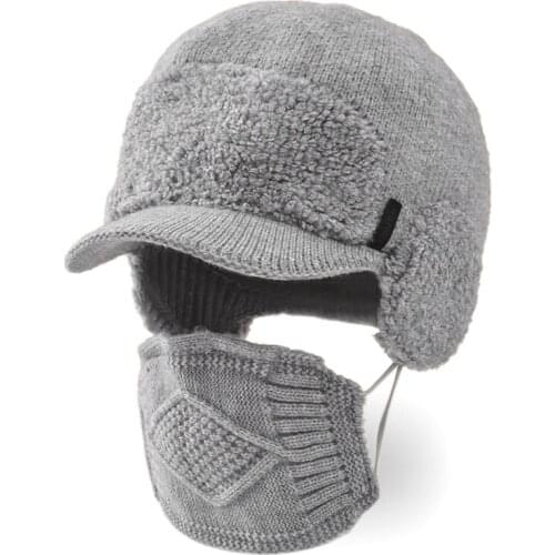 New Winter Hat Scarf Skullies Beanies For Men Knitted Hat Women Mask Thick Balaclava Earflap Wool Bonnet Male Beanie Hats Cap