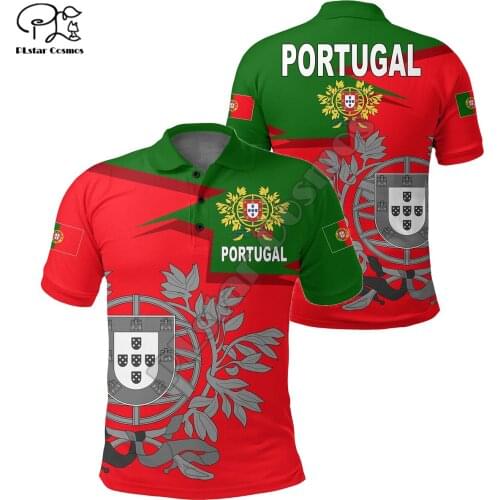 PLstar Cosmos Newest Fashion Portugal Symbol 3D Print Summer Men‘s Polo Shirts Flag Short-Sleeve Casual Wear Brand T-Shirt P4