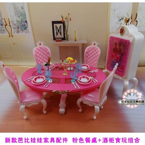 NEW Pink table chairs gradevin for barbie 1/6 doll accessories doll furniture for barbie doll girls child baby DIY toys