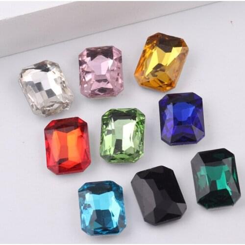 Onwear 128pcs 13x18mm rectangle shape crystal glass fancy stones beads diy accessories for crafts decoration jewelry making