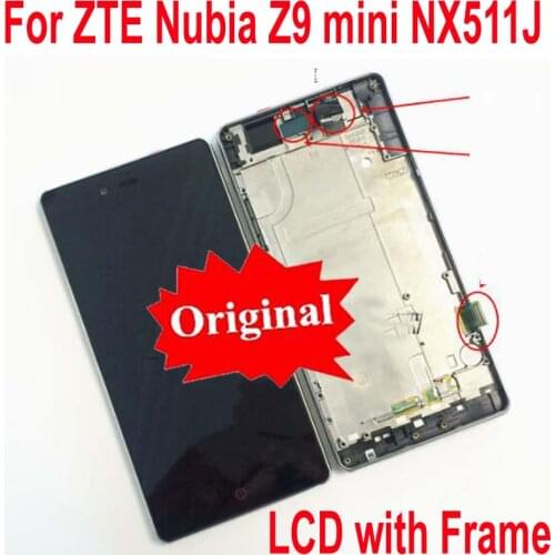 Original Best Working LCD Display Touch Screen Digitizer Assembly Sensor with frame For ZTE Nubia Z9 mini NX511j Phone parts