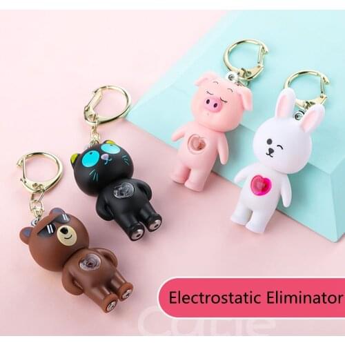 Autumn Winter Anti-Static Keychain cartoon cute animal Car Accessories Static elimination Discharger key rings