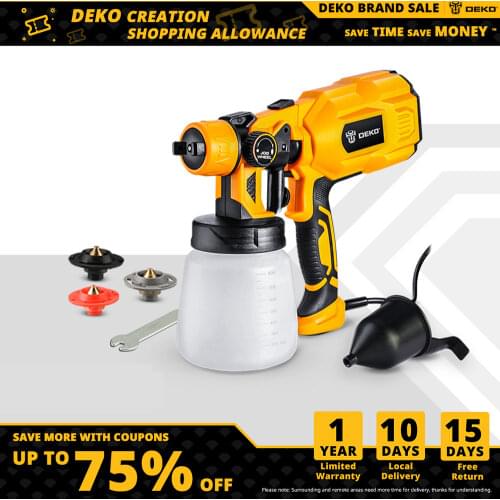 DEKO Electric Handheld Spray Gun, 3 Nozzle Sizes,HVLP Spay Gun,For Painting Wood ,Furniture, Wall,Easy Spraying by DKSG55K1