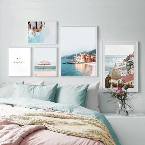 Poster Italy Riviera Coast Ocean Landscape Canvas Painting Modern Travel Print Picture Home Decoration Wall Art For Living Room