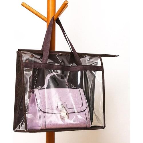 Transparent Bag zipper PVC Waterproof Dustproof Large Capacity Storage Bag Organizer Holder Handbag Pouch Home Storage